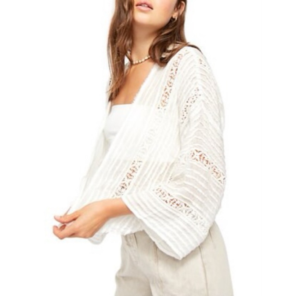❌SOLD❌ FREE PEOPLE Ivory Willow Kimono Top - Picture 4 of 7